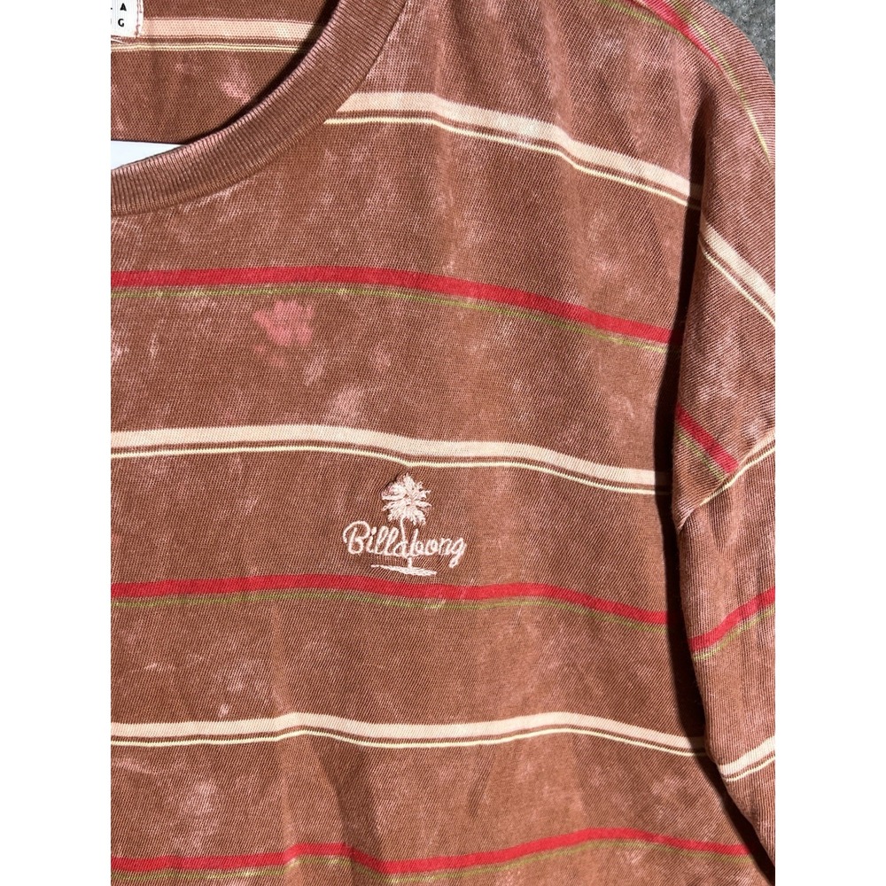 Billabong Crew Neck Crop Top T-Shirt Womens Sz M Striped Tie Dye Short Sleeve - Picture 5 of 7